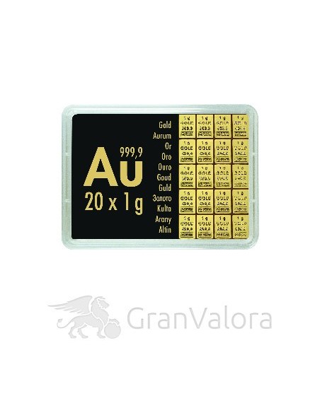20 x 1g Gold Tafelbarren (Goldtafel, CombiBar)
