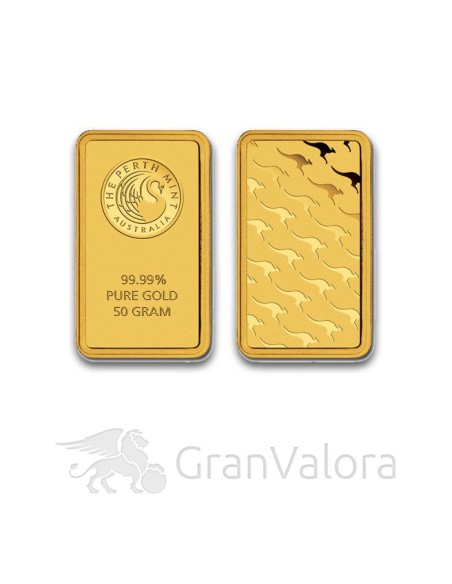 50 g Goldbarren Perth Mint (Känguru) - GranValora
