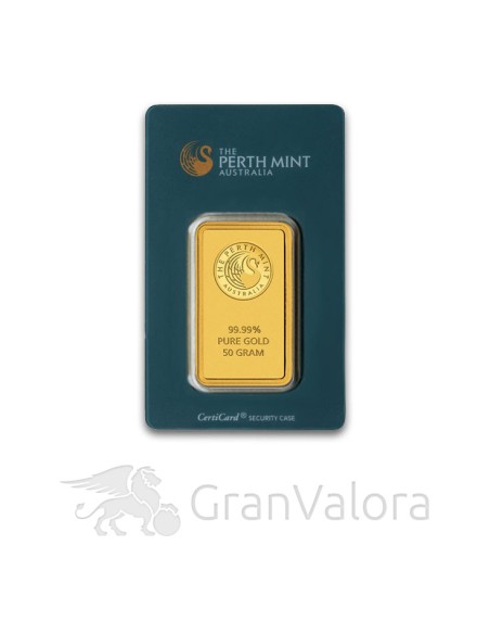 50 g Goldbarren Perth Mint (Känguru) - GranValora