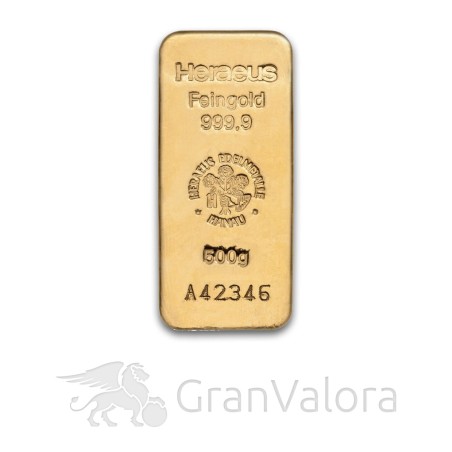 500 g Goldbarren Heraeus (Gussbarren) - GranValora