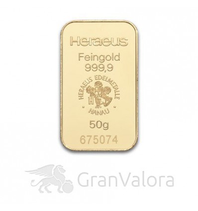 50 g Goldbarren Heraeus