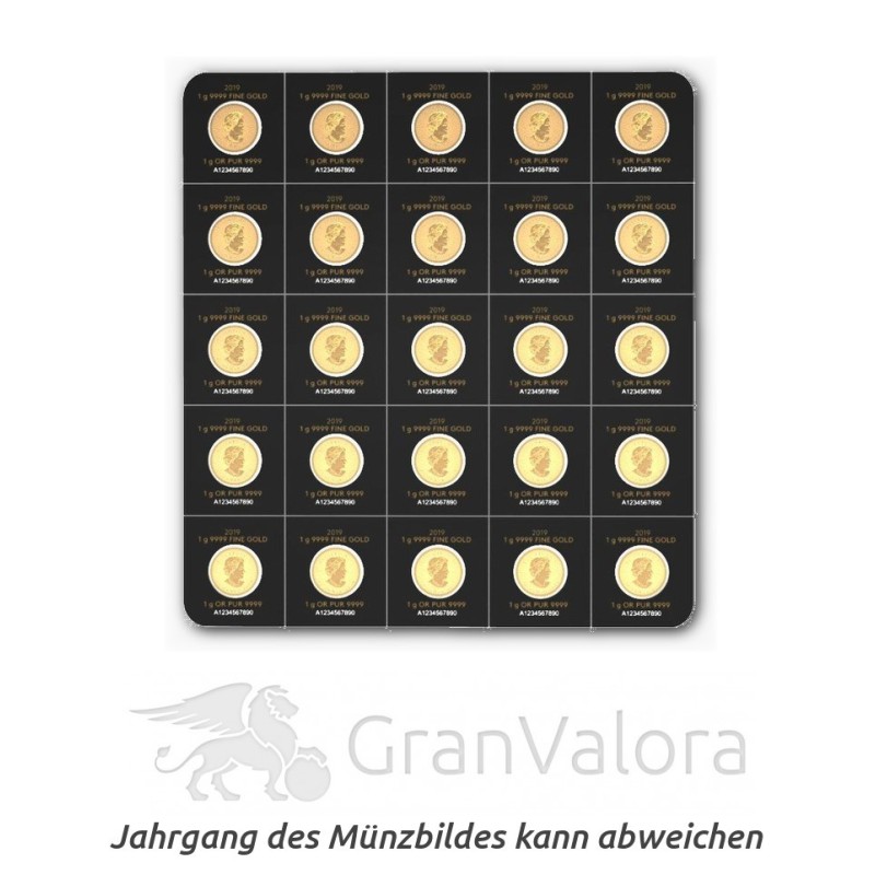 Gold Maplegram (25 x 1 Gramm Goldmünzen)