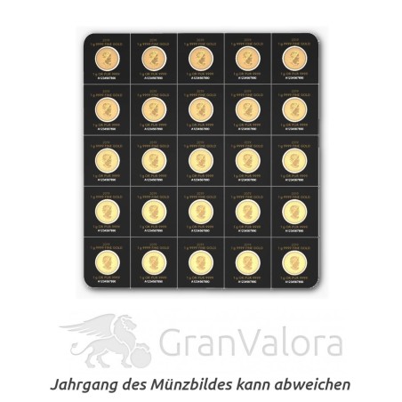 Gold Maplegram (25 x 1 Gramm Goldmünzen)