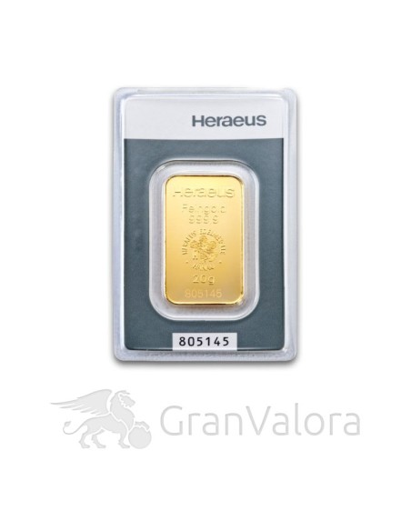 20 g Gold Kinebarren Heraeus - GranValora