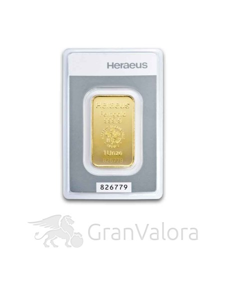 1 oz Gold Kinebarren Heraeus - GranValora