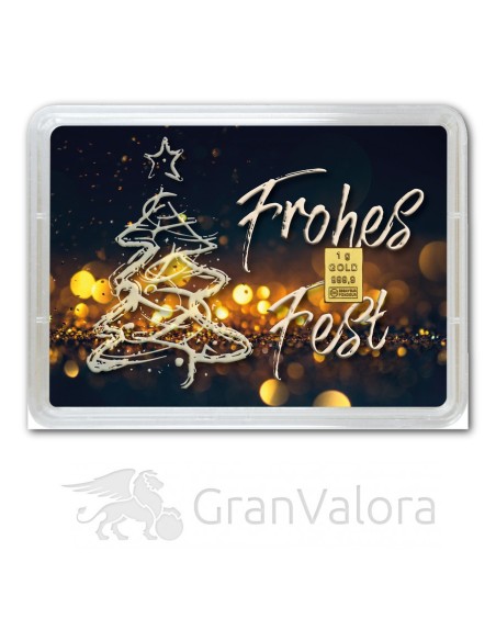 1g Gold Geschenkbarren - Weihnachten