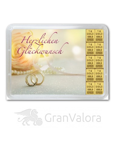 10g Gold Geschenkbarren - Hochzeit