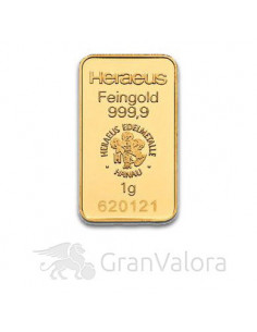 1 g Goldbarren Heraeus