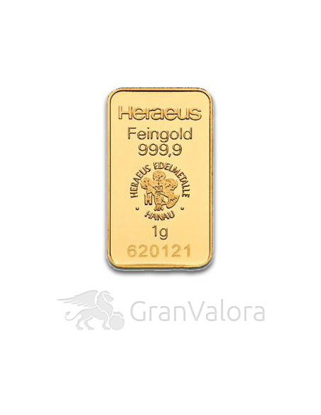 1 g Goldbarren Heraeus