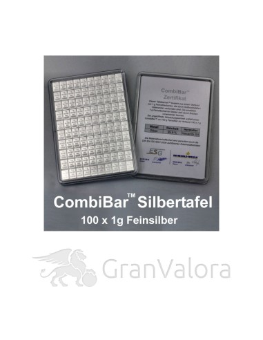 100 x 1g Silber Tafelbarren (Münztafel) - GranValora