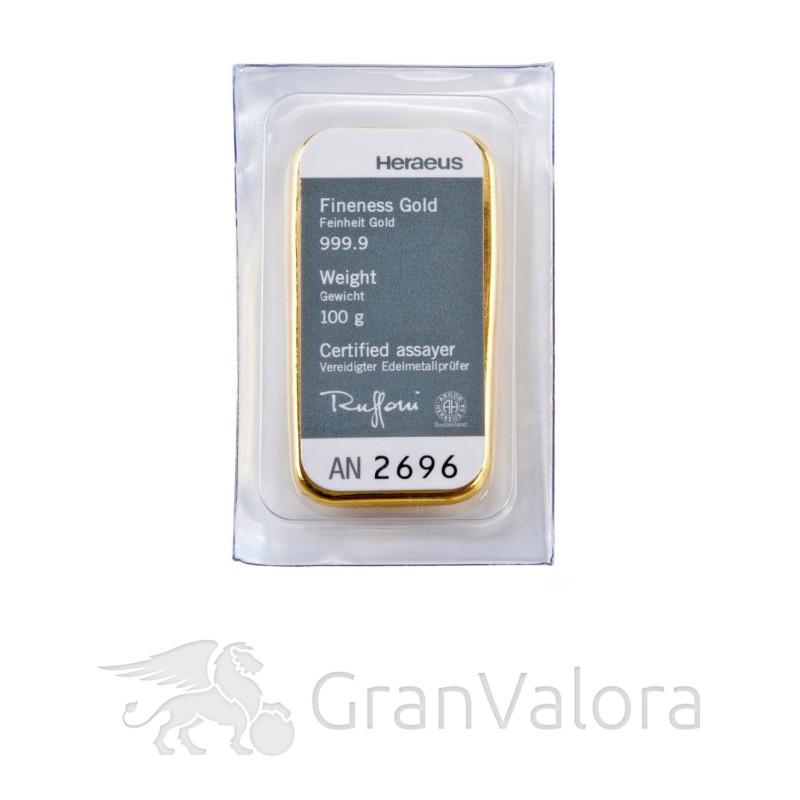 100 g Goldbarren Heraeus (Gussbarren)