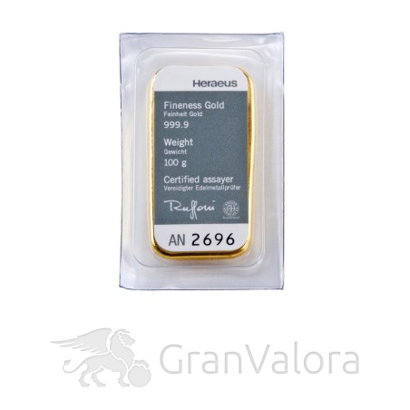 100 g Goldbarren Heraeus (Gussbarren)
